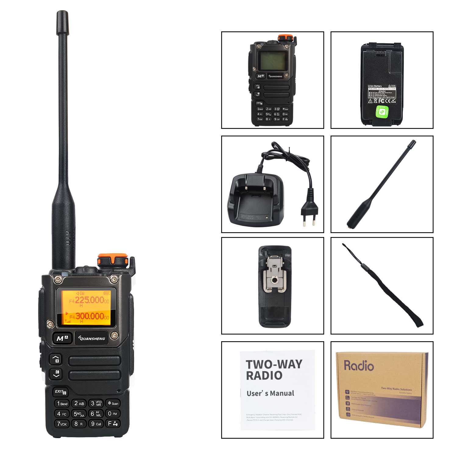 Walkie Talkie Quansheng UV-K5(8) 50-600MHz banda aérea Rx multibanda 136-600MHz Tx DTMF Scrambler frecuencia escaneo copia Vox FM Radio