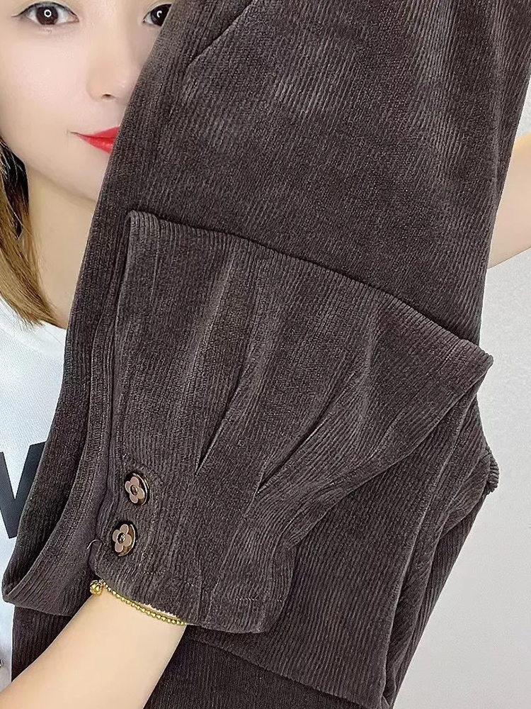 Cord Samt Gefüttert Warme Harem Knöchel-länge Hosen Winter Verdicken Frauen Neue Jogger Pantalones Casual Schnee Tragen Jogginghose