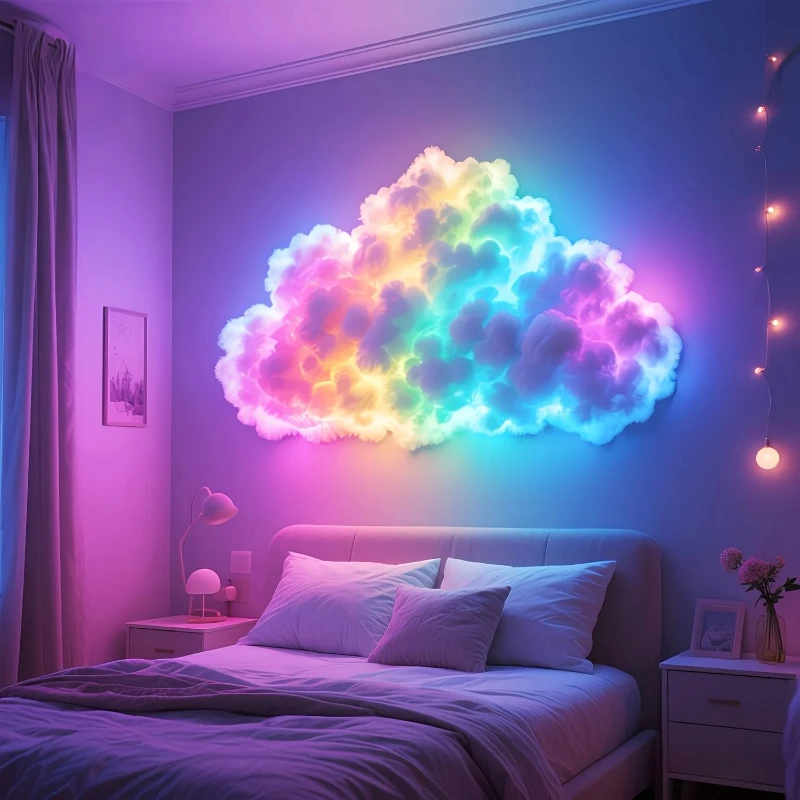 Luzes de nuvem, nuvens de trovão, luzes piscantes, kit DIY colorido alimentado por USB, quarto, sala de estar e-sports, decoração de Natal