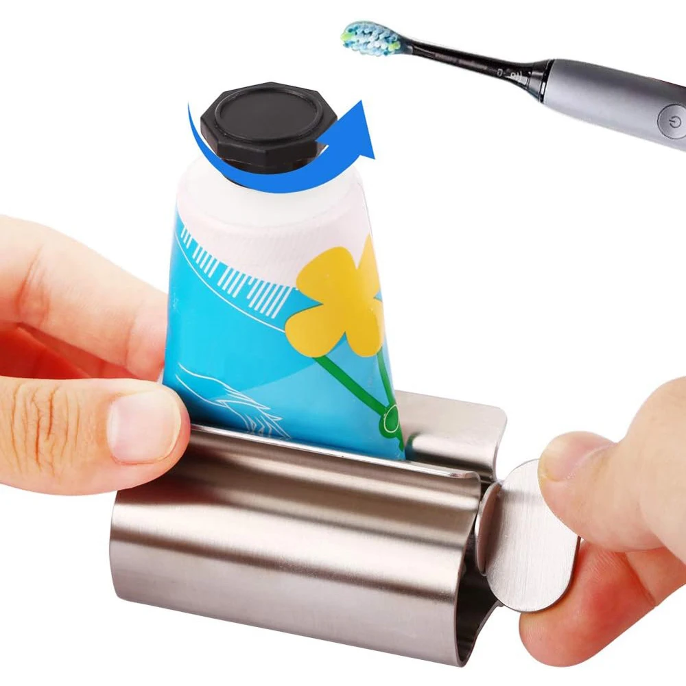 Dispensador giratorio de rodillo de acero inoxidable para ungüentos, cosméticos, accesorios de baño, rodillo de tubo exprimidor de pasta de dientes