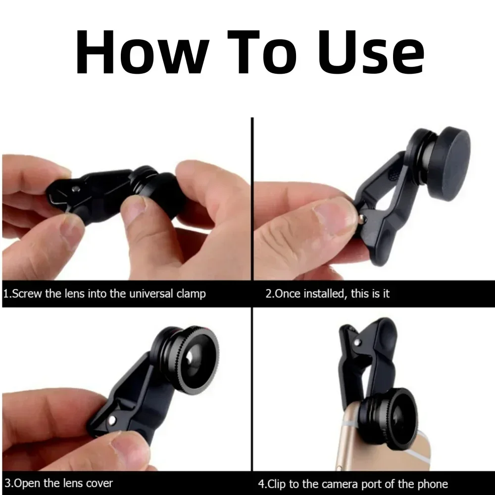 3-in-1 Fish Eye Handy-Kameraobjektiv 180 °   Fish Eye 0,67X Qualität Weitwinkel Makroobjektiv Clip Telefonobjektiv Kit für alle Smartphones