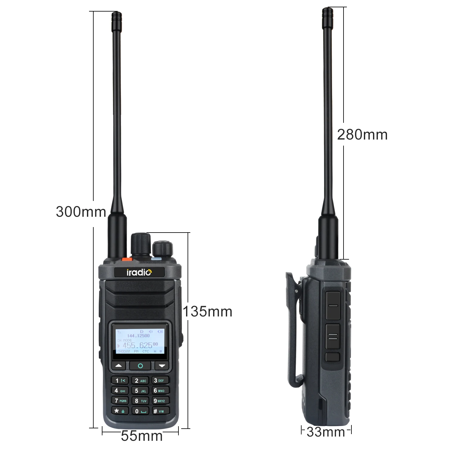 Iradio Walkie Talkie UV-88 HF CB VHF UHF Aviation Freq Multi-band Multi Modulation AM FM SW MW LW CB SSB Portable Two Way Radio