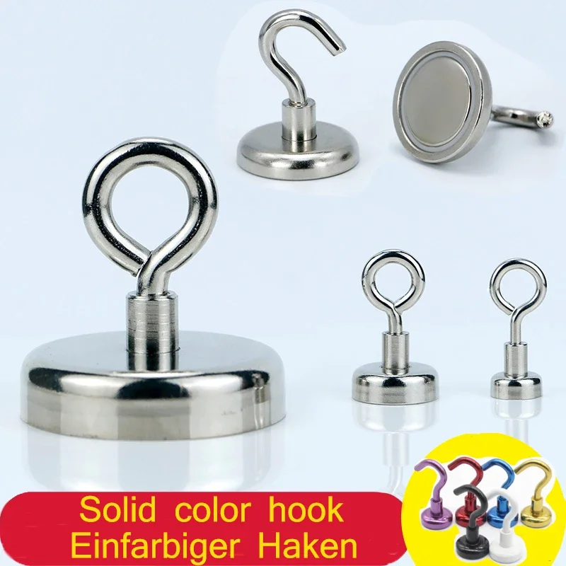 2pcs/Super Strong Neodymium Magnet Pot Fishing Salvage Magnets Neodymium Round Powerful Magnetic Hook Fishing Magnet Searcher