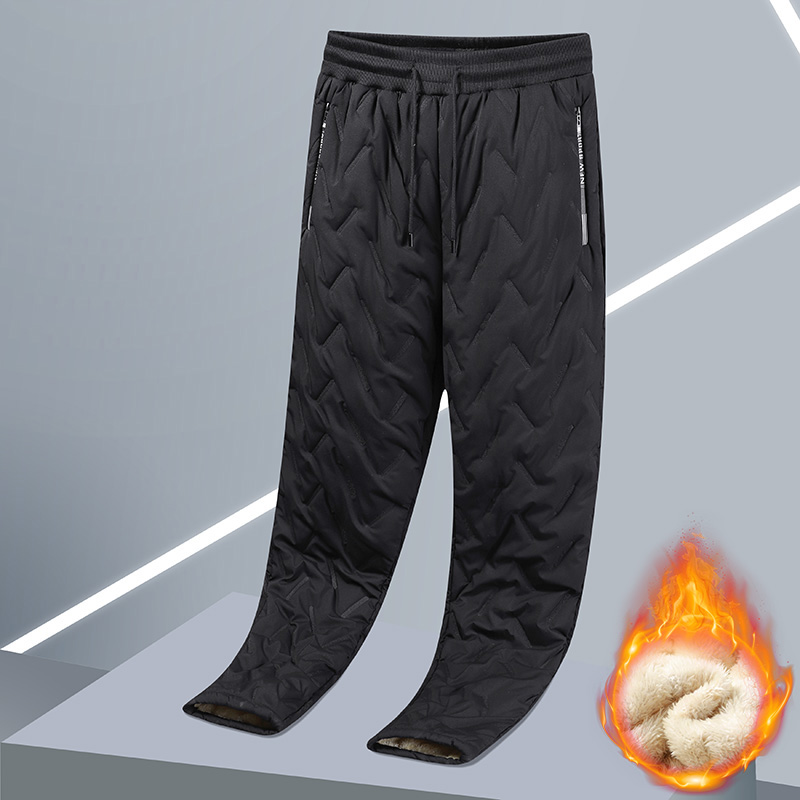 Outono masculino térmico streetwear pelúcia grosso velo moletom lambswool calças à prova dwindproof água inverno waem casual calças à prova de vento