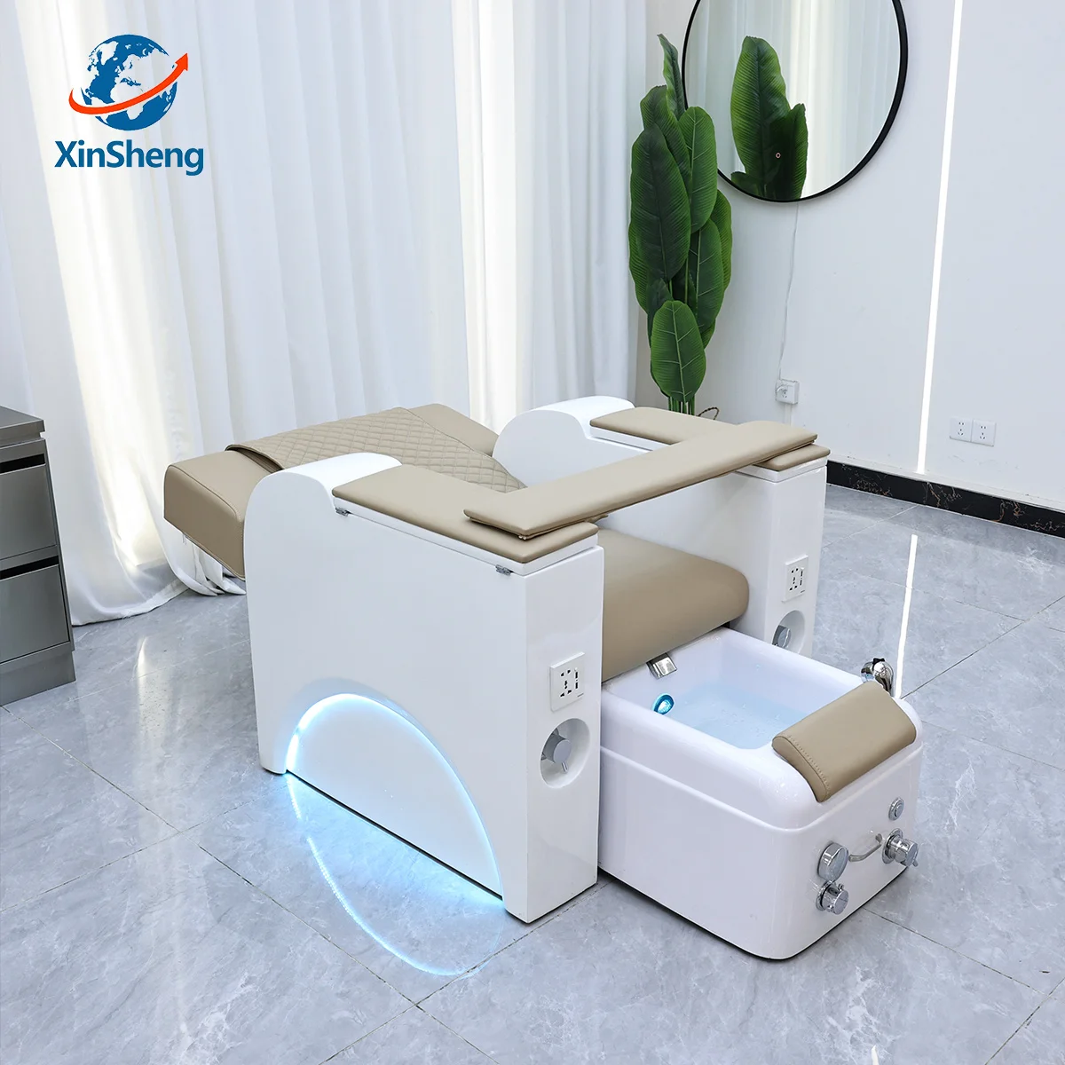 XinSheg 2025 Electric Pedicure Foot Spa Chair Nail Salon Sofa with Automatic Back Massage Can Lift Type Reclining Manicure Sofa
