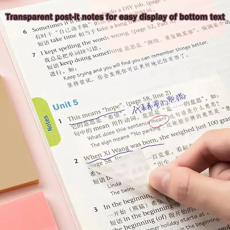 Reusable Friendly color transparent sticky notes waterproof high-value simple sticky strong sticky notes multi-color optional