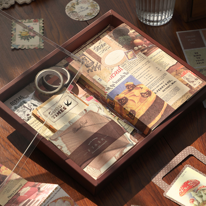 Yoofun 155 ชิ้น/กล่อง Scrapbooking Collage ขยะ Journal ตกแต่งของขวัญกล่องรวมสติกเกอร์เทปวัสดุกระดาษการ์ด Memo กระเป๋า