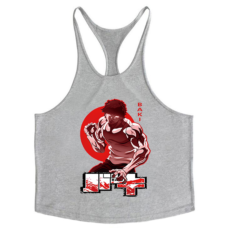 Baki gráfico algodão regata para homens verão sem mangas y-back colete ginásio treinamento muscular atlético treino undershirt activewear