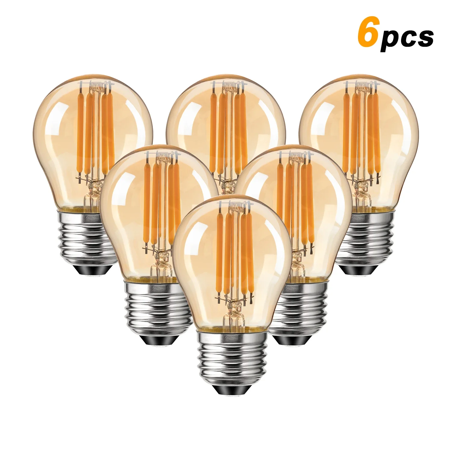 G45 4W Lampadine a globo Vetro ambrato LED Filamento E27 Base a vite 220V 2700K 40W Equivalente Retro Decorativo Dimmerabile Lampadina Edison