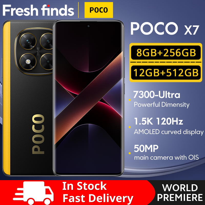 Смартфон POCO X7 5G, глобальная версия, 256 ГБ, 512 ГБ, размер 7300-ультра, 6,67 дюйма, 1,5 К, изогнутый AMOLED-дисплей, аккумулятор 5110 мАч, NFC
