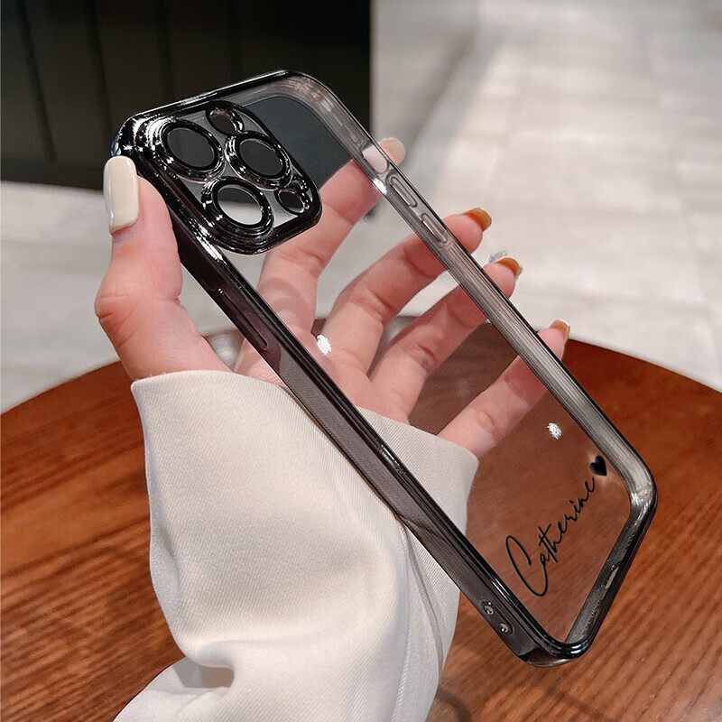 15 16 Pro Max funda personalizada con nombre para iPhone 16 15 14 13 12 11 Pro Max cubierta transparente chapada 16 Pro Max