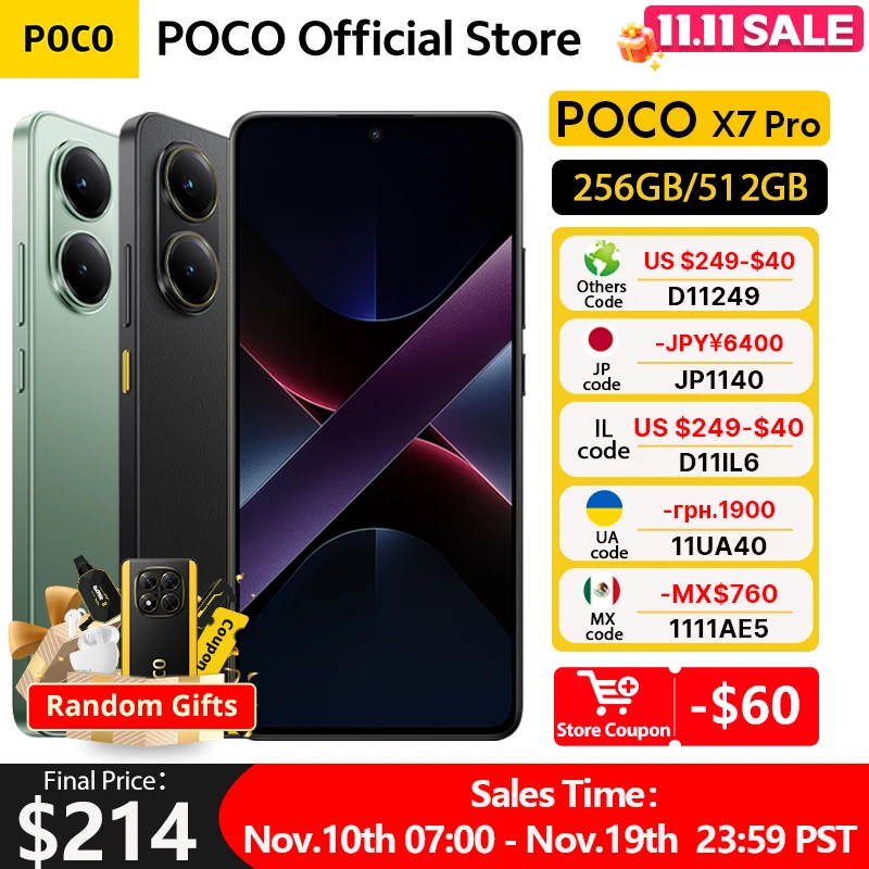 【Brand+】POCO X7 Pro Smartphone Dimensity 8400-Ultra 6000mAh 90W HyperCharge 6.67" AMOLED display NFC Xiaomi HyperOS 2
