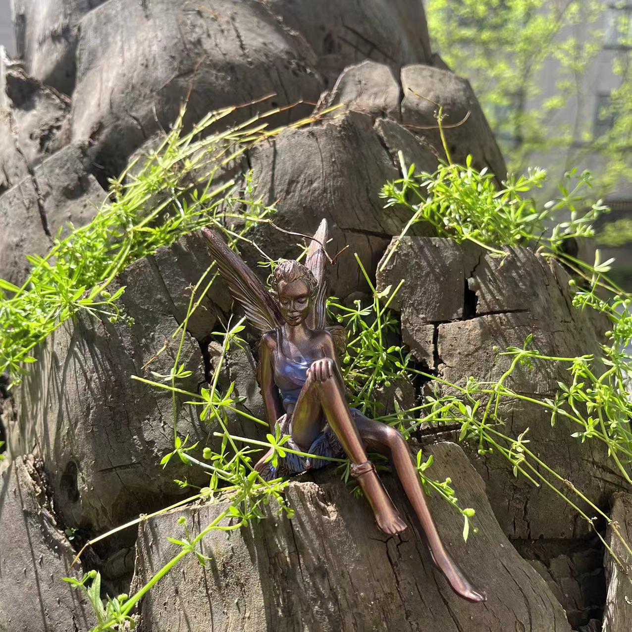 Bloemenfee standbeeld decoratie, buiten kindertuin binnenplaats gazon hars decoratieve sculptuur