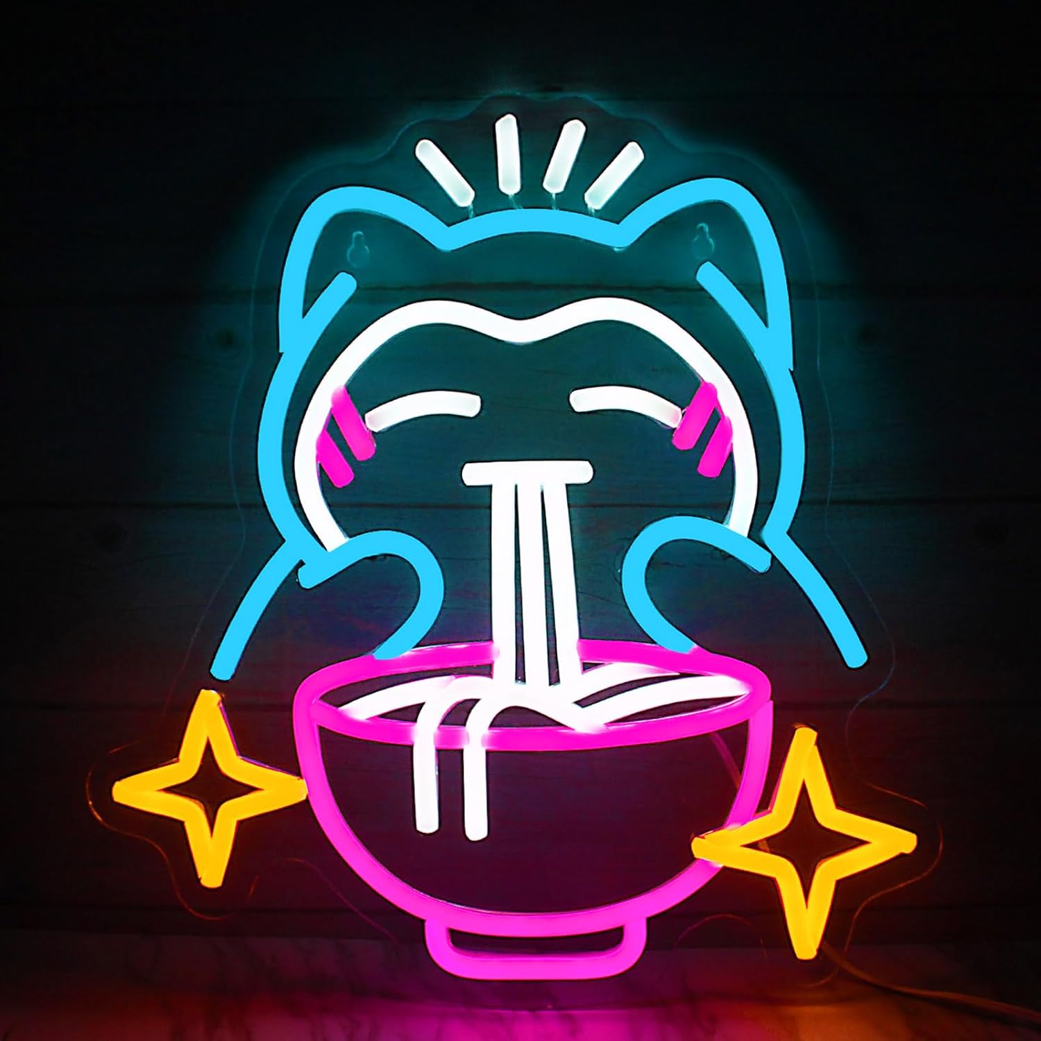 Pokemon Ramen Neon Light Schattige Beer Teken Blauw Dimbare Led Neon Borden Voor Restaurant Home Bar Cafe Japanse Noodle Shop Decor Gift