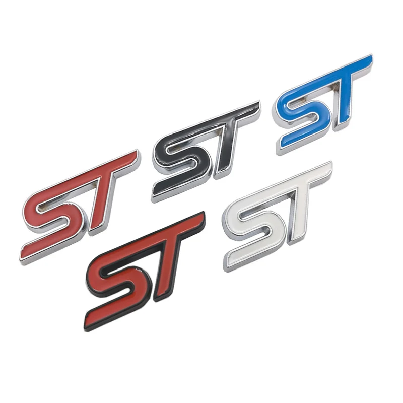 Metall Rot Blau ST Frontgrill Aufkleber Auto Kopf Grill Emblem Abzeichen Chrom Aufkleber für FORD FIESTA FOCUS MONDEO Auto Auto Styling