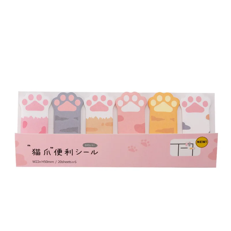Kawaii papeterie dessin animé chat patte bloc-Notes signet drapeaux Index onglet Notes autocollantes étiquette papier autocollants
