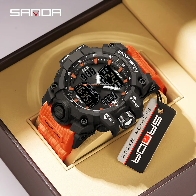 Nuevo reloj electrónico Sanda 6126 con pantalla única, calorímetro de paso 2024, luz nocturna Simple, reloj electrónico deportivo resistente al agua
