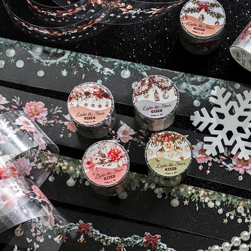 นายกระดาษ, Starry Lights Series เทป PET, คริสต์มาสขอบภูมิทัศน์เทปเต็นท์มือ DIY ตกแต่งภูมิทัศน์เทปหมุนเวียน