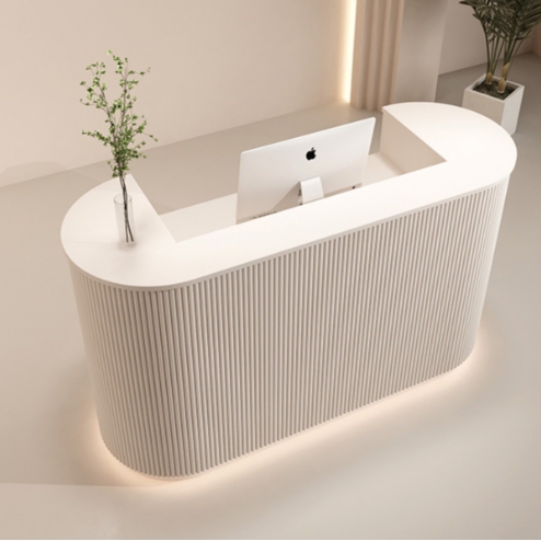 Simple Modern LED Light Bar Counter Curved Checkout Page Store Small Beauty Salon Front Desk Counter Light Luxury Nail Salon