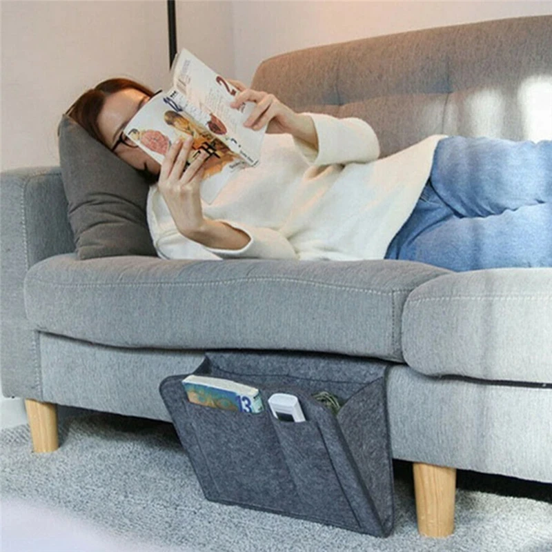 Baby Bed Hanging Organizer – Felt Storage Pockets for Couch & Bedside, Remote Control & Toy Storage Solution