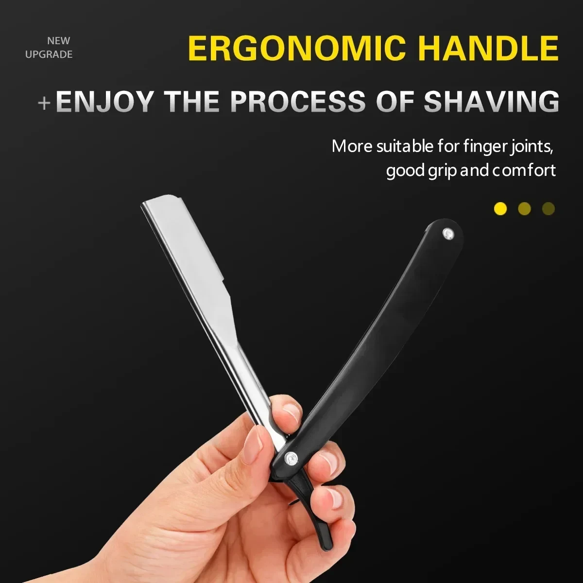 Professional Manual Shaver Straight Edge สแตนเลส Sharp มีดโกนตัดผมพับโกนหนวดเครื่องตัดเคราพร้อมใบมีด