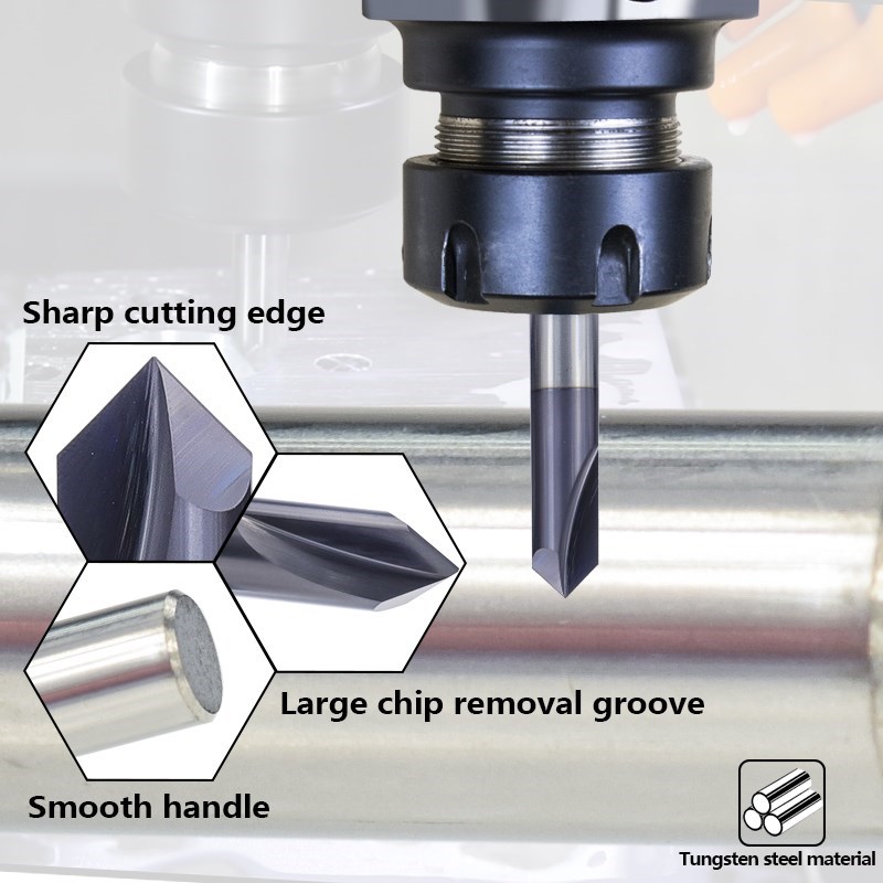 Fresa per smusso 60 90 120 gradi fresa per smussatura in metallo duro bordi per sbavatura V Grove Router Bit 3 flauti fresa CNC