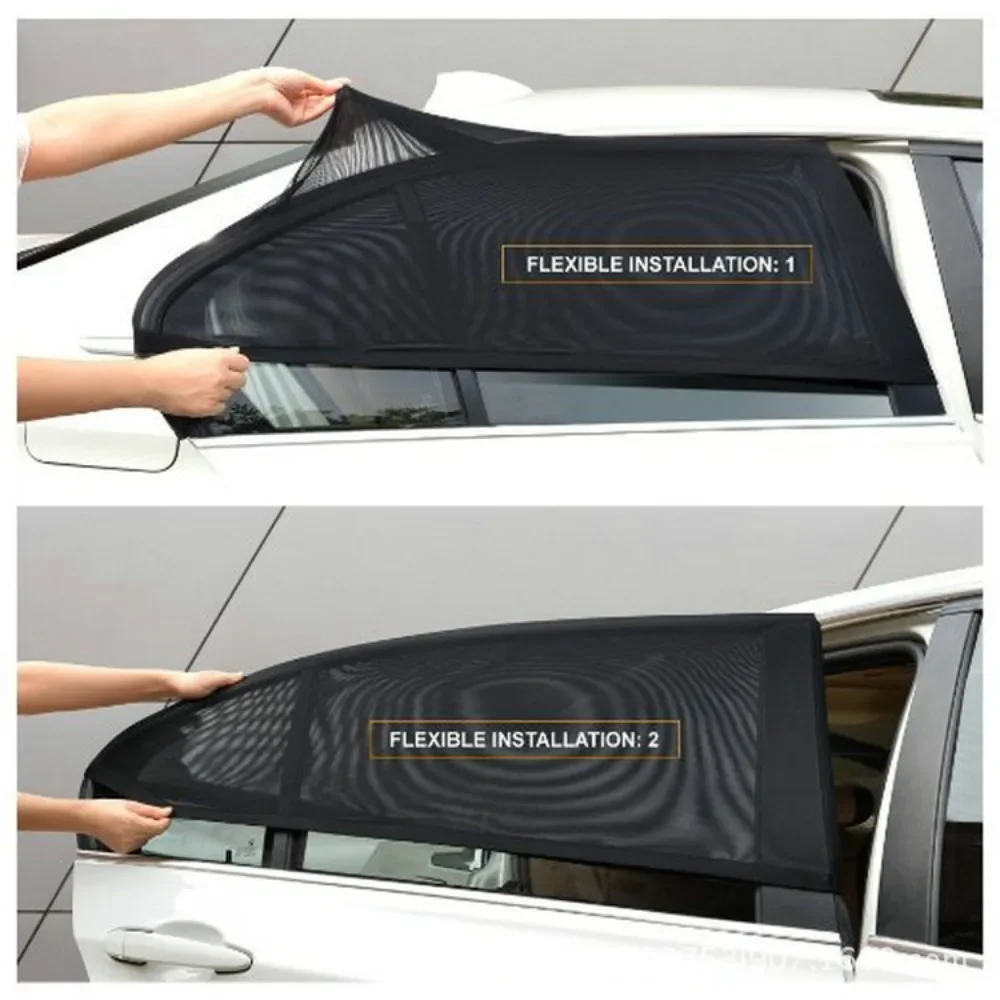 4PCS Car Sun Shade Mesh SUV Window UV Protect Curtain Cover Auto Covers Front Rear Side Cars Mosquito Net Sunshade Window Mesh