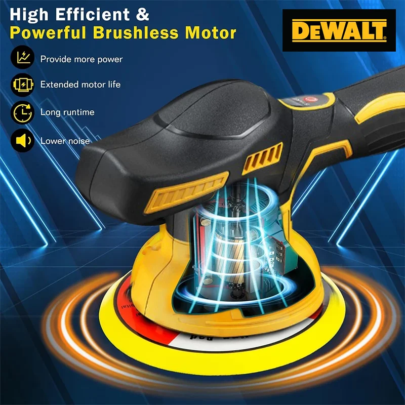 Dewalt 8 Gears Digital Display Cordless Car Polisher Electric Polisher Auto Car Waxing Polishing Machine For Dewalt 20V Battery