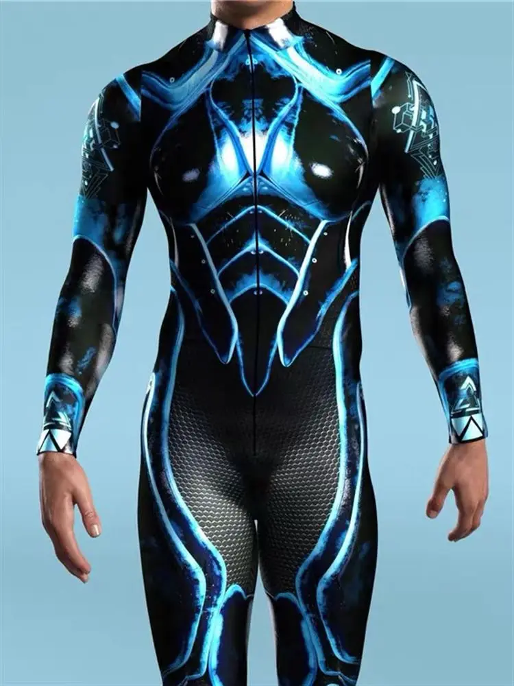 Novo Traje de Performance para Bar, Roupa Justa Masculina para Festas, Robô COS, Material de Poliéster com Sensação Futurista
