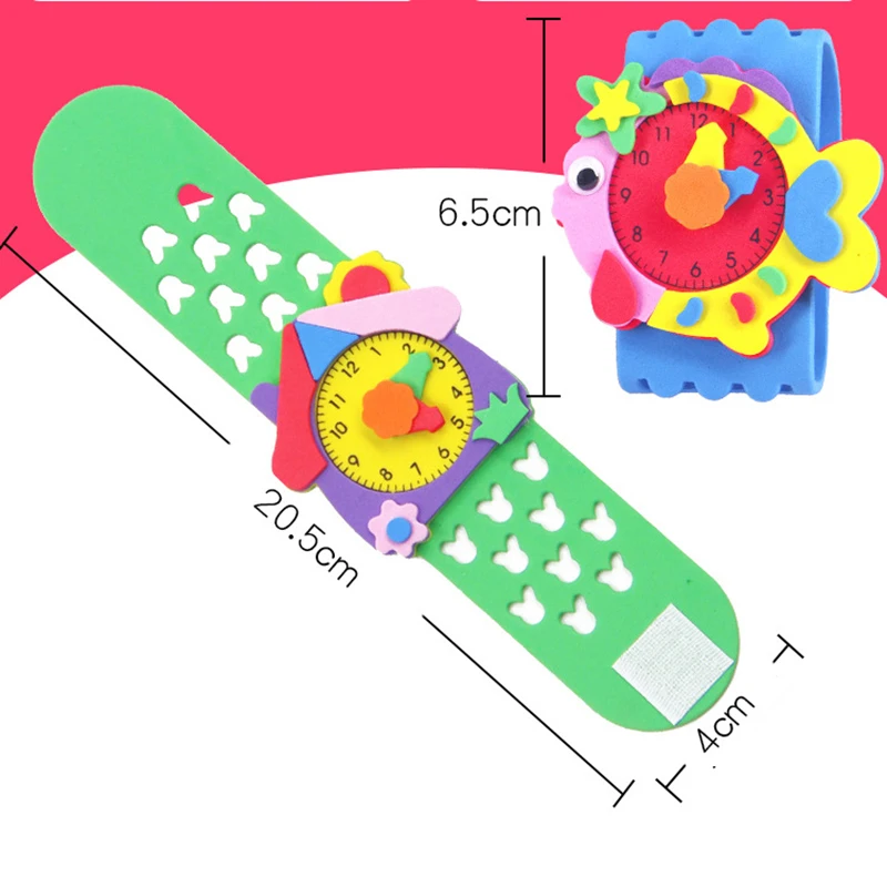 2/5/8 Cái Trẻ Em Tự Làm Đồng Hồ 3D Xốp EVA Thủ Công Dán Sáng Tạo Đồng Hồ Đồng Hồ Handmade Chất Liệu Trẻ Em học Giáo Dục Đồ Chơi Quà Tặng