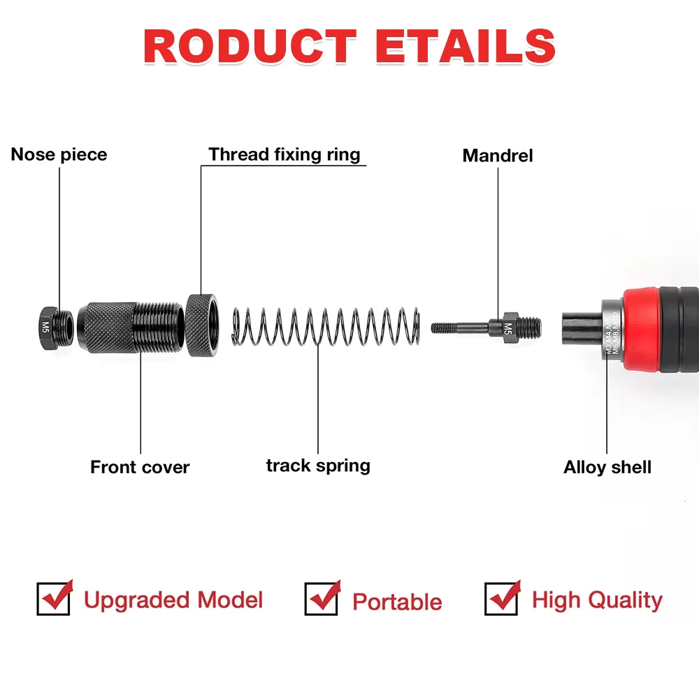 M3 M4 M5 M6 M8 M10 Electric Rivet Nut Gun Adapter Plug-in Nut Quick Riveting Tool Rivet Nut Tool Converter