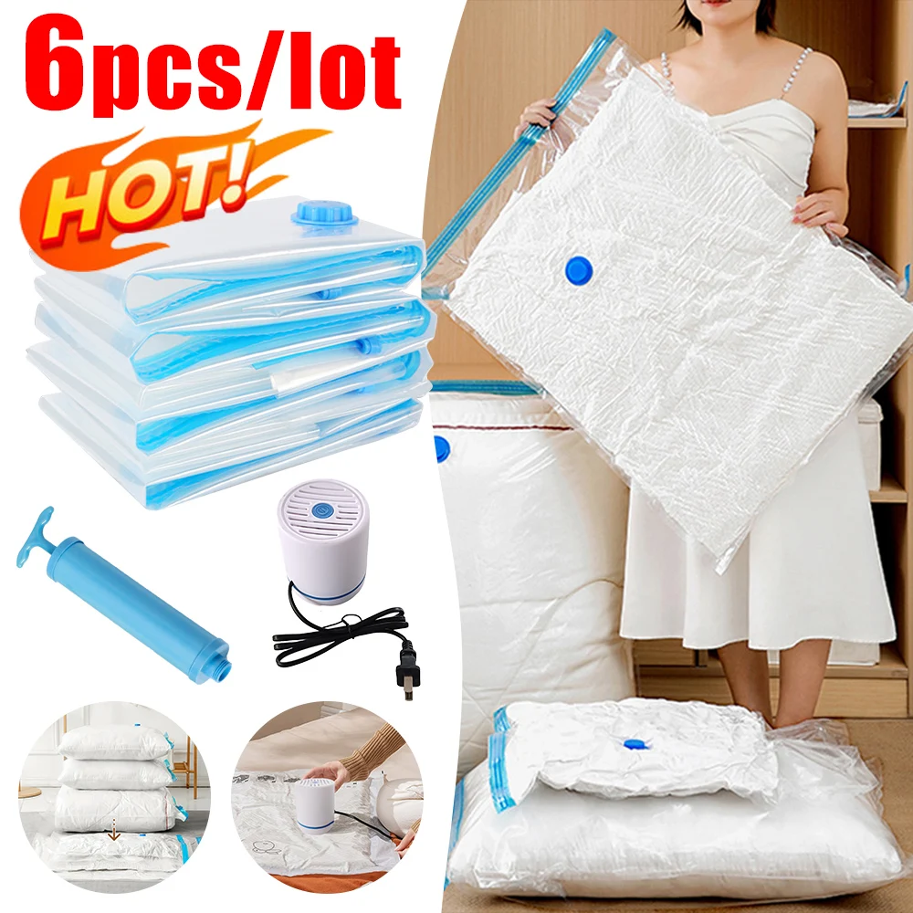 Bolsas de vacío reutilizables de 7 tamaños con bomba eléctrica, bolsa selladora de compresión al vacío, Mini máquina selladora al vacío para organizador de ropa