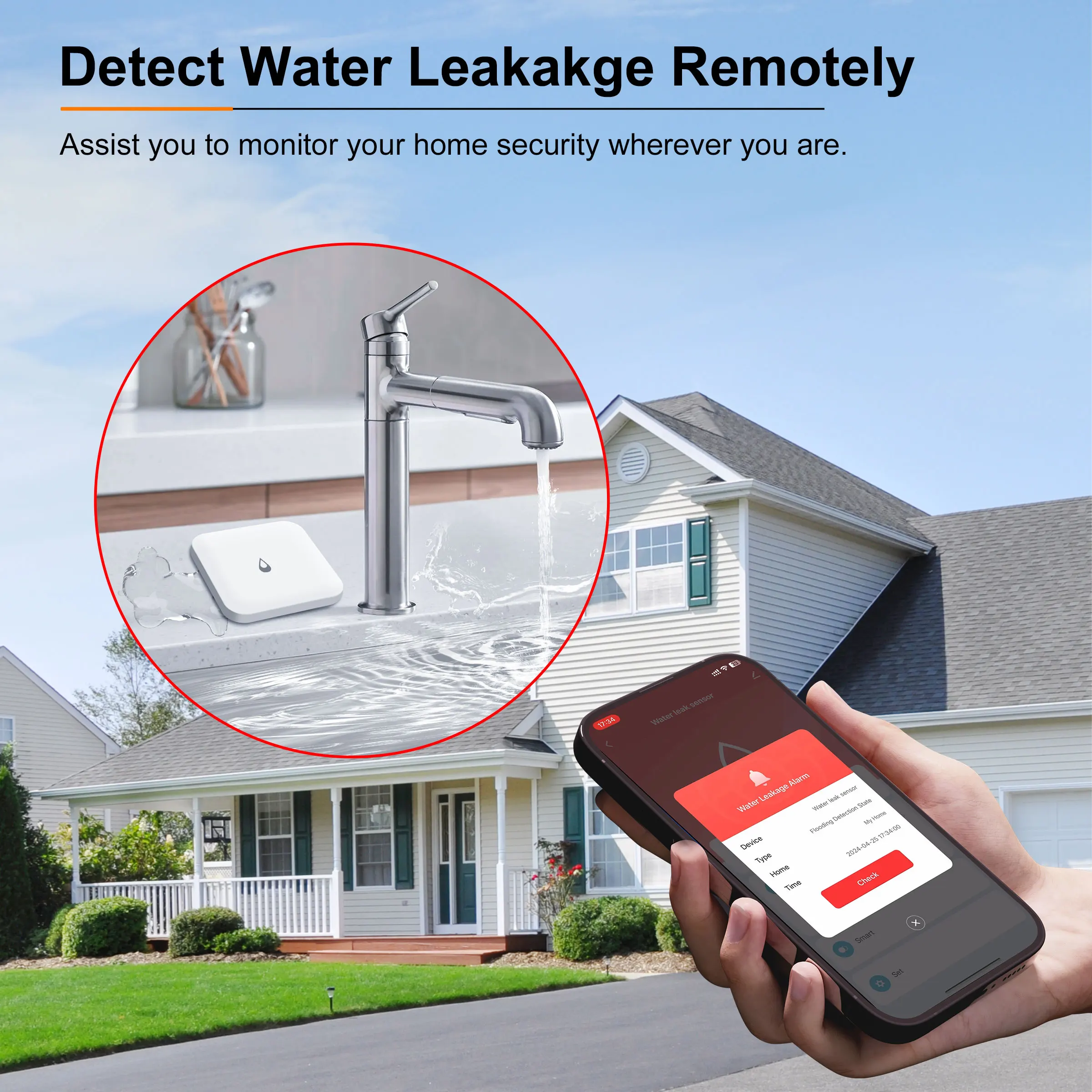 GIRIER Tuya ZigBee Wasserlecksensor Smart Leckage Detector Alarm für Smart Home Security IP66 Wasserdicht Unterstützung Home Assistant