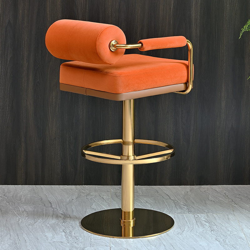 Boutique Modern Metal Bar Stools Light Luxury Bar Stools Cafe Bar Counter Swivel High Stools