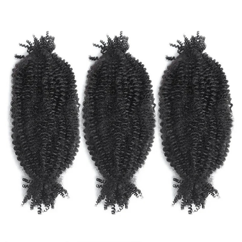 22 pulgadas QVR Kinky Twist Crochet trenzado cabello 100% extensiones de cabello humano elegante rizado cabello humano bultos 1 Uds Afro Kinky V cabello a granel
