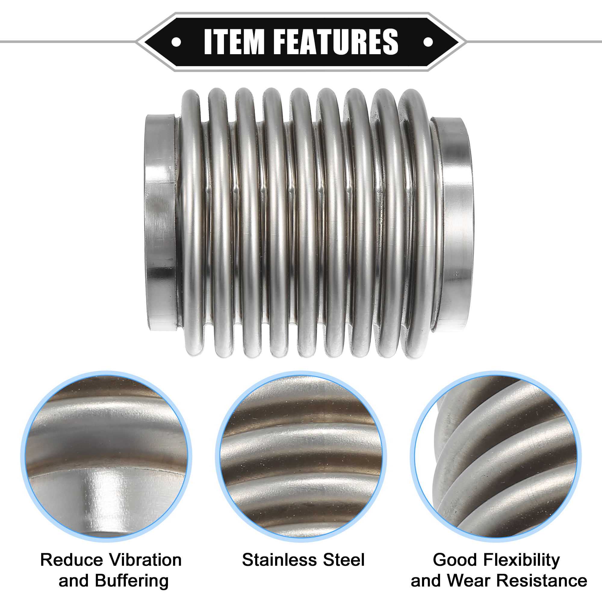 UXCELL 38 ミリメートル/45 ミリメートル/50 ミリメートル/60 ミリメートル車の排気フレキシブルパイプ排気フレックスコネクタパイプベローズユニバーサル耐久性のあるステンレス鋼
