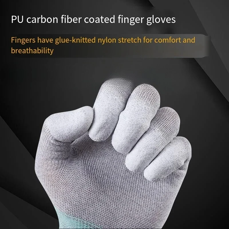 10 Pairs，ESD Safety Work Gloves with Coated Fingertips for Electronics Maintenance, High Quality,