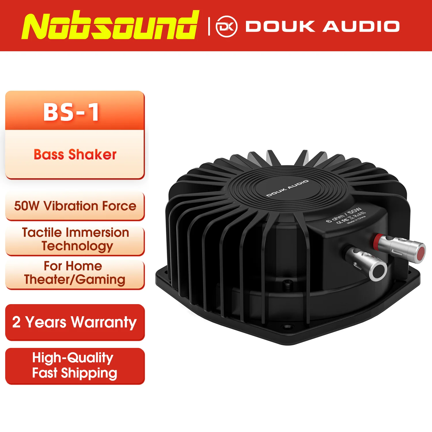 Nobsound Agitador de bajos táctiles de alta potencia Transductor subwoofer de 50 vatios para teatros en el hogar/coches