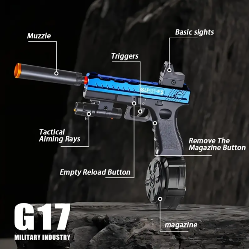 Nova pistola de brinquedo g17 pode lançar bombas de gel transfronteiriças mais vendidas com bateria de 7.4v poderosa modelo de brinquedo de verão ao ar livre presente da família