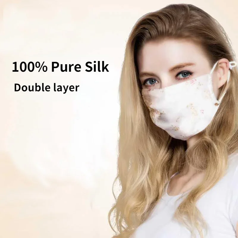 Máscara de seda velo verano mujer seda de morera antiultravioleta, transpirable y protector solar mujeres