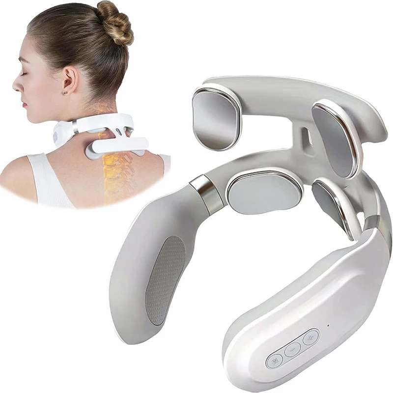 Máquina De Massagem De Pescoço De Compressa Quente, 4 Proteção De Cabeça E Pescoço, Máquina De Aquecimento, Vibração De Luz Respiratória, Coluna Cervical