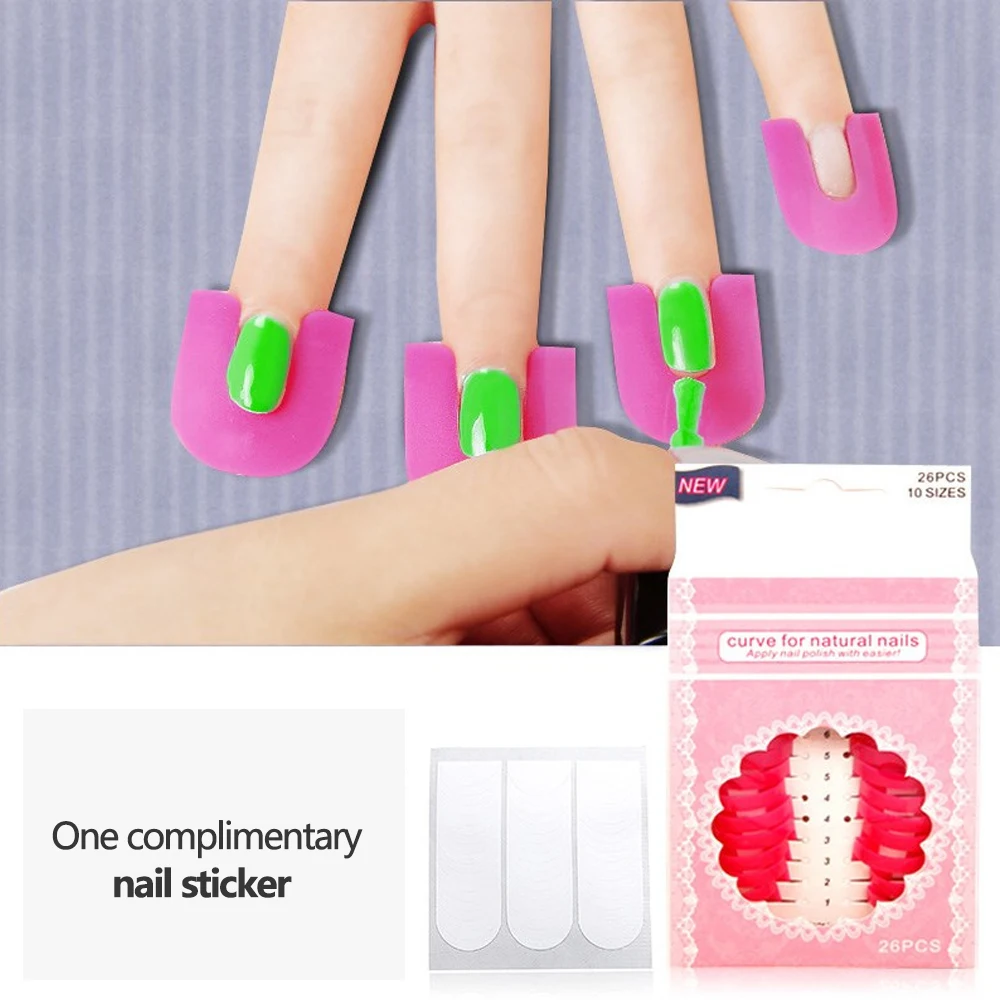 LINMANDA 26 Uds Protector de esmalte de uñas para dedos Protector de esmalte de uñas plástico suave Protector en U Protector de cutículas de piel herramientas de decoración de uñas