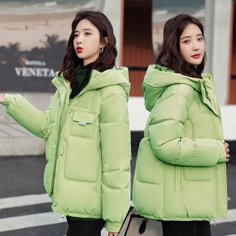 Chaqueta corta de invierno Parkas para mujer 2024 nuevo abrigo grueso y cálido con capucha Parka informal de Color sólido ropa de calle para mujer Chaqueta de algodón