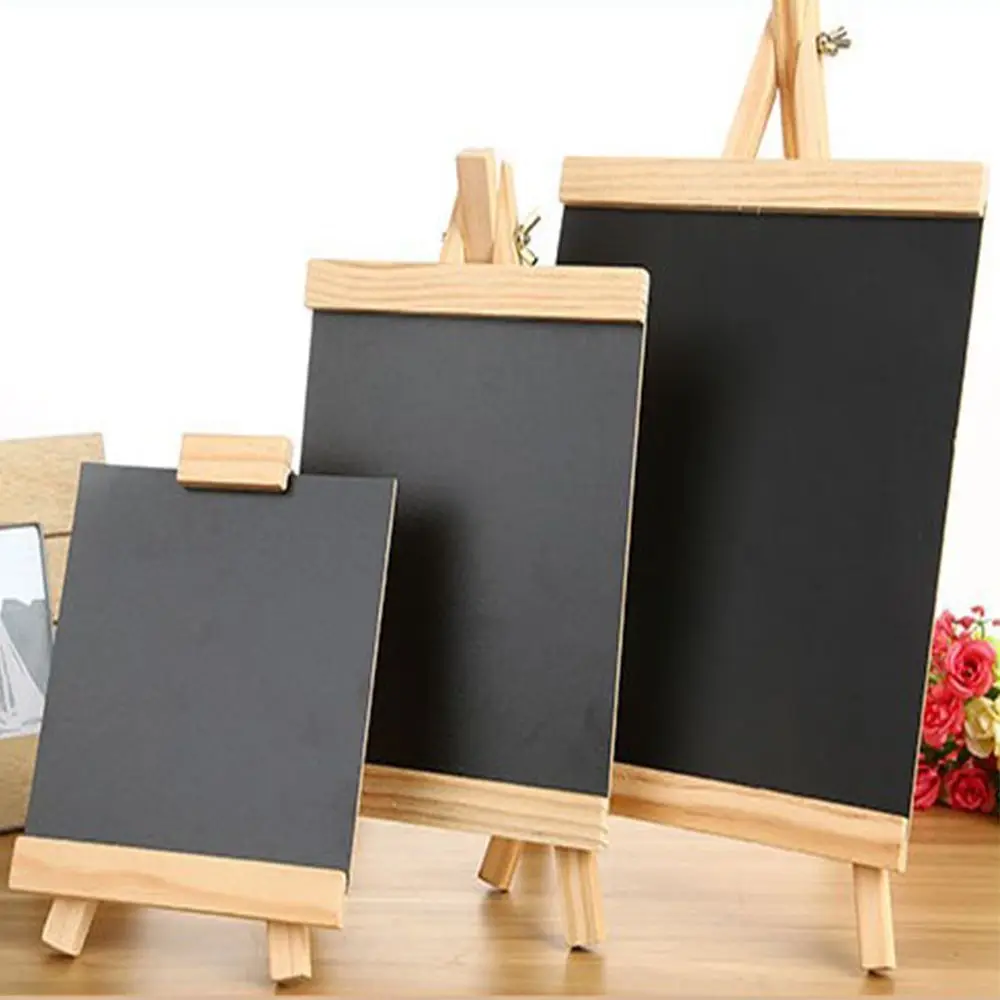 Mini Memo Desktop Message Chalk Collapsible Black Blackboard Chalkboard Wooden Boards Pine Wood Easel