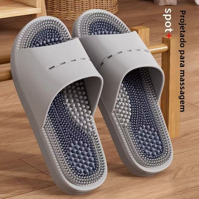 Chinelos de Massagem Masculinos Antiderrapantes para Uso Interno em Casa e Banheiro, Sandálias Simples em Material PVC Confor...