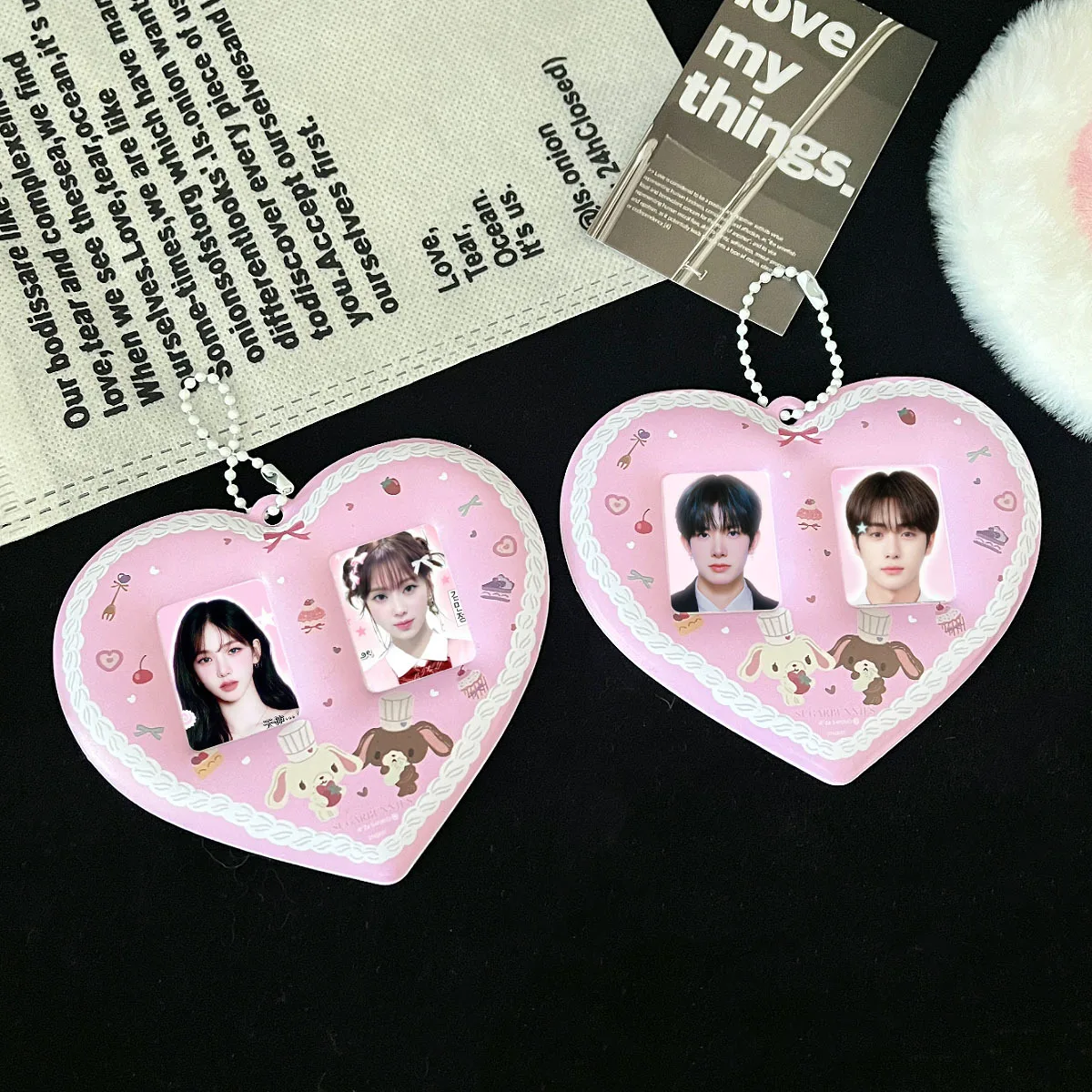 Kpop Photocard Holder with Keychain Cute Pendant Idol Album Photo Card Sleeves ID Bus Bank Credit Card Protector