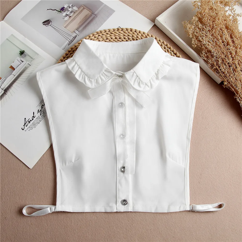 Cuello falso desmontable para mujer, collares falsos de Color sólido, Media camisa, blusa, suéter femenino, accesorios de ropa