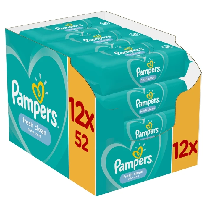 PAMPERS Chusteczki FRESH CLEAN dla dzieci chusteczki nawilżane op. 12x52szt