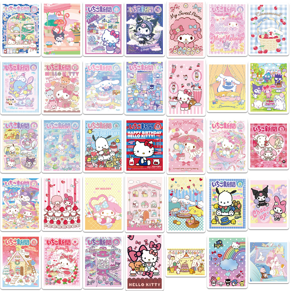 65 pçs sanrio etiquetas de vedação adesivos estéticos decorativos papelaria portátil bonito dos desenhos animados olá kitty decalques crianças presente brinquedos