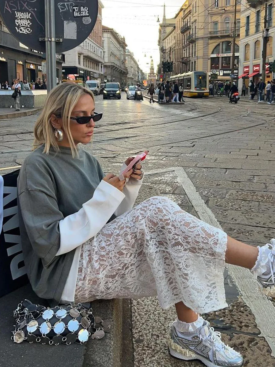 Bornladies Sexy Perspectief Witte Flare Rokken Zomer Vrouwen Vakantie Hoge Taille Lange Rokken Kant Strand Stijl Rok